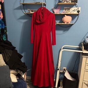 Elegant Red Long Sleeve Dress